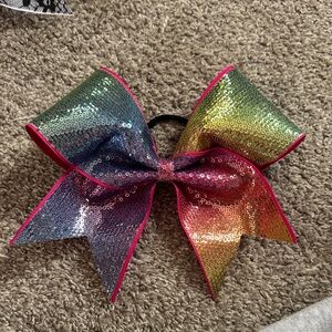 Rainbow Sequin Cheer Bow